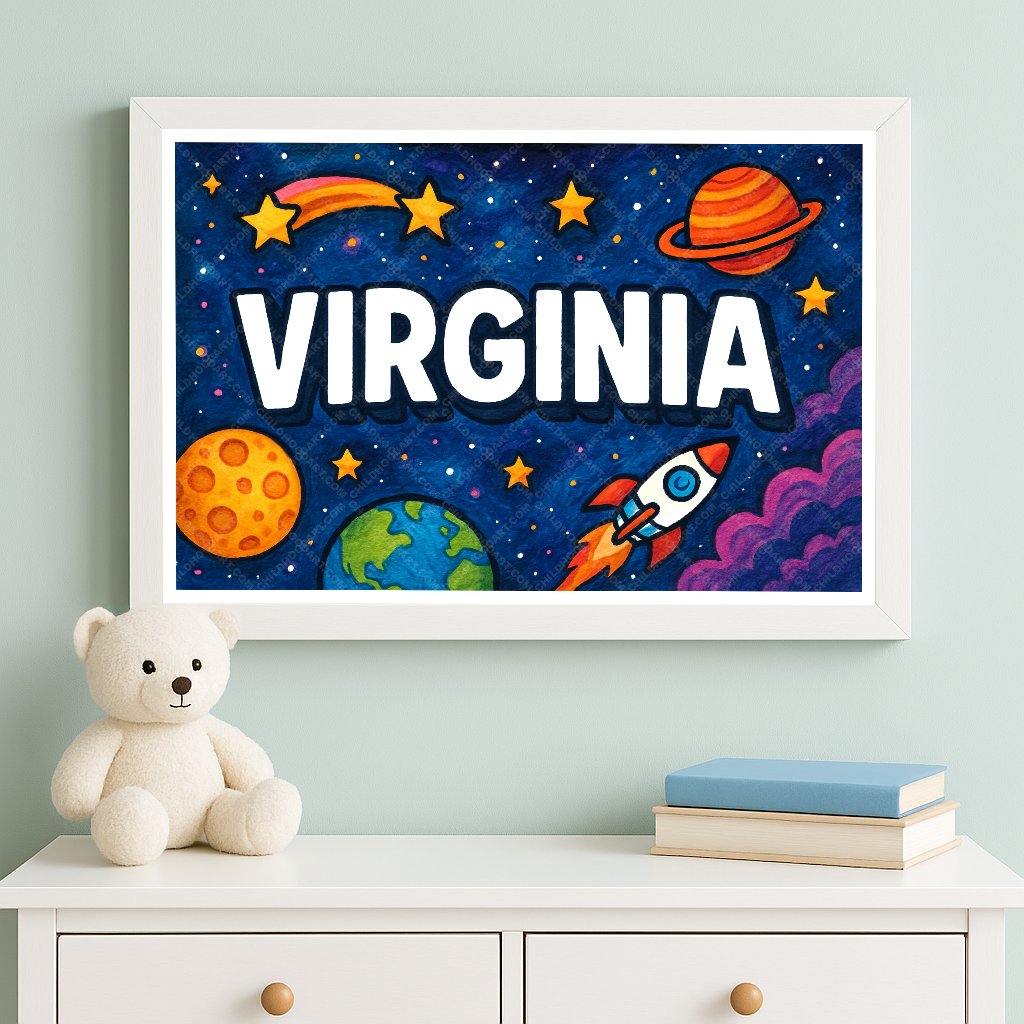 Personalized space name art for Virginia