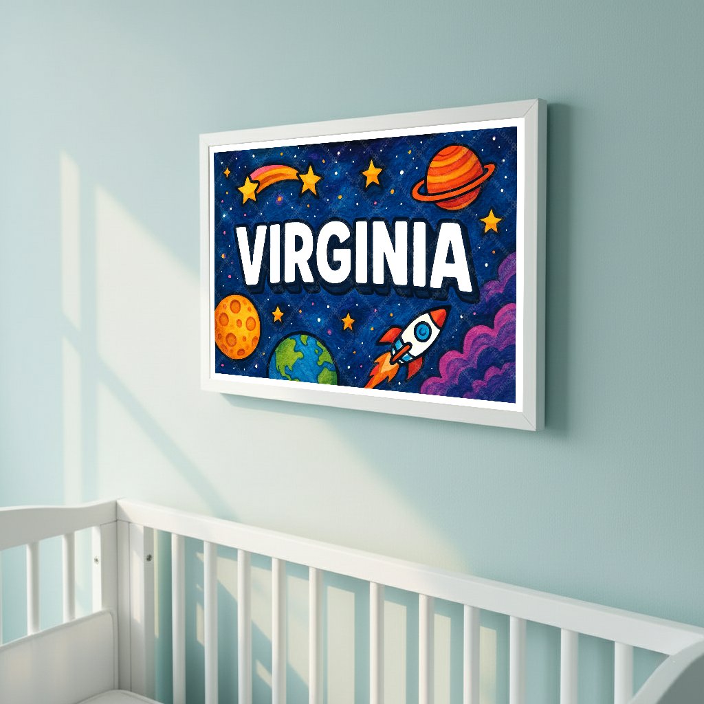 Personalized space name art for Virginia