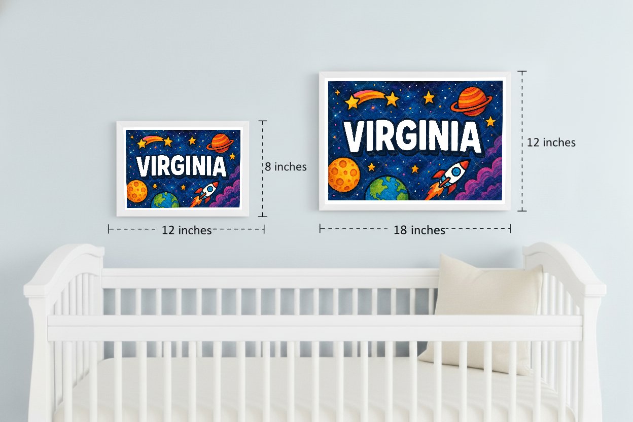 Personalized space name art for Virginia