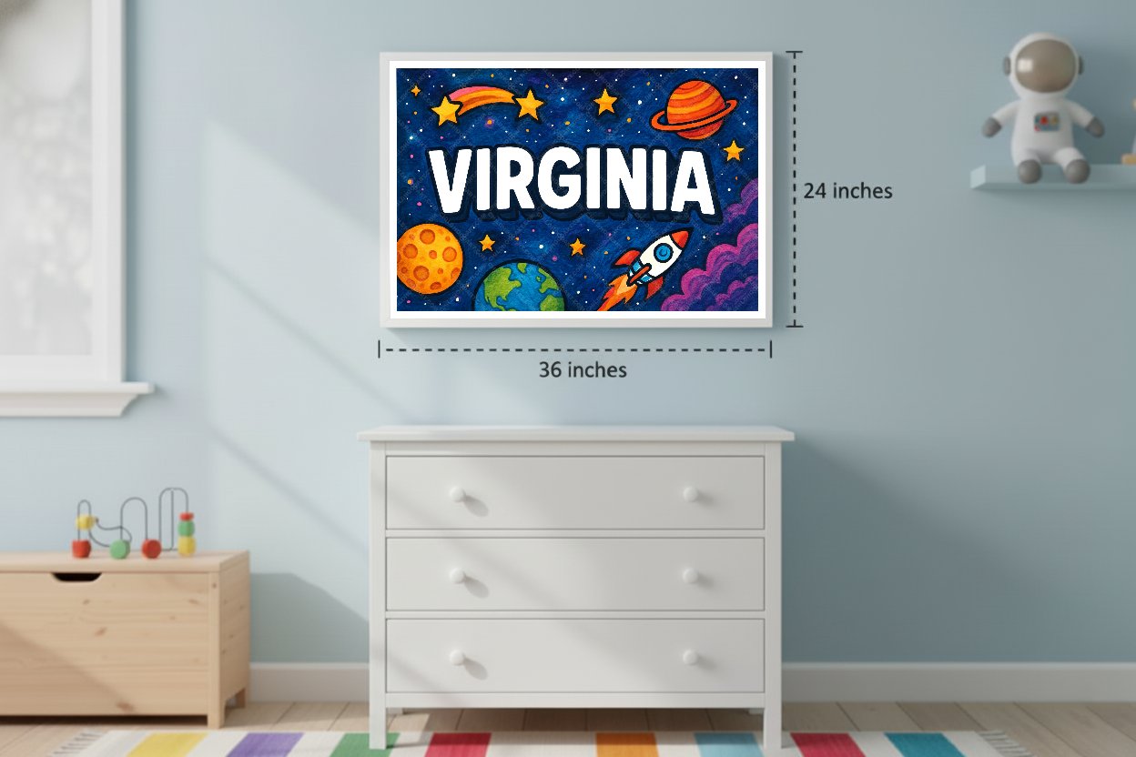 Personalized space name art for Virginia