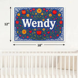 Wendy Name Art - Floral Farmhouse personalized wall print for kids