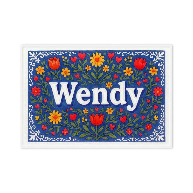 Wendy Name Art - Floral Farmhouse personalized wall print for kids