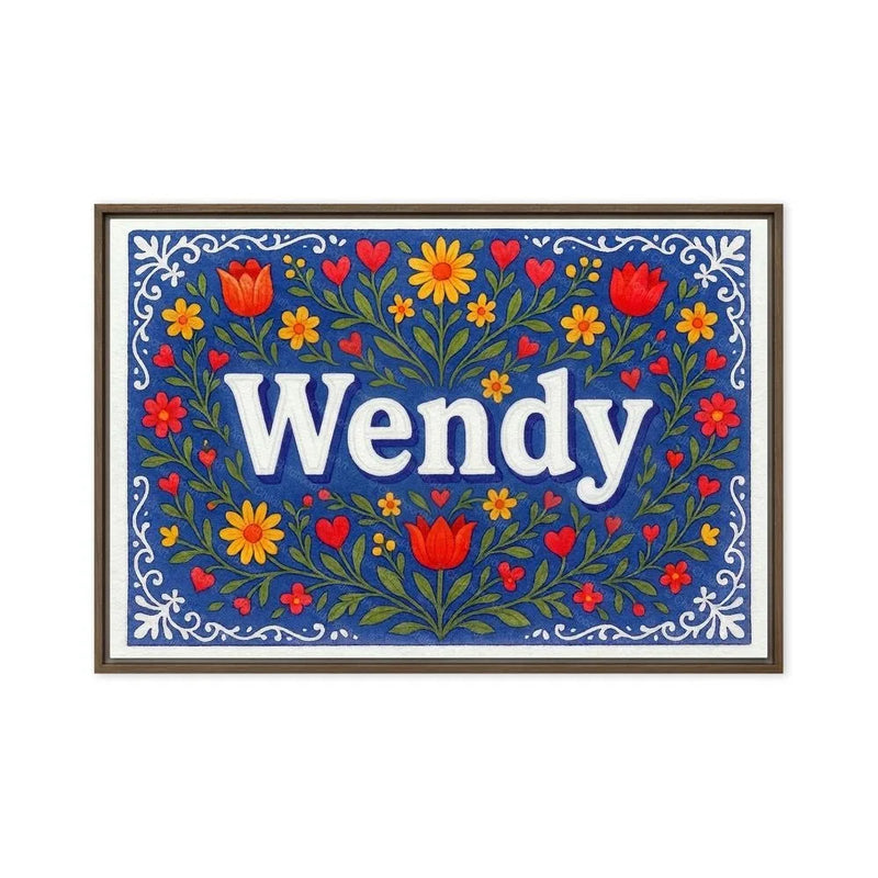 Wendy Name Art - Floral Farmhouse personalized wall print for kids