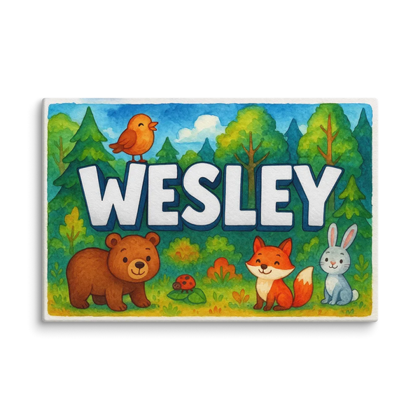 Wesley Name Art - Forest Friends Personalized Wall Art