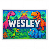 Wesley Name Art - Dinosaur Adventure personalized wall print for kids