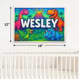 Wesley Name Art - Dinosaur Adventure personalized wall print for kids