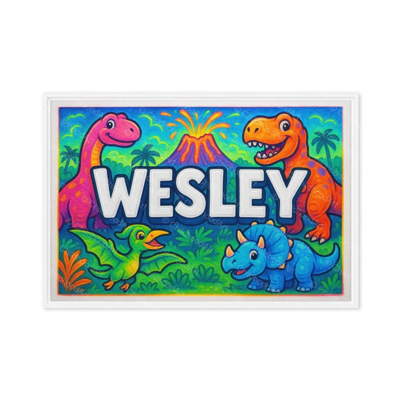 Wesley Name Art - Dinosaur Adventure personalized wall print for kids