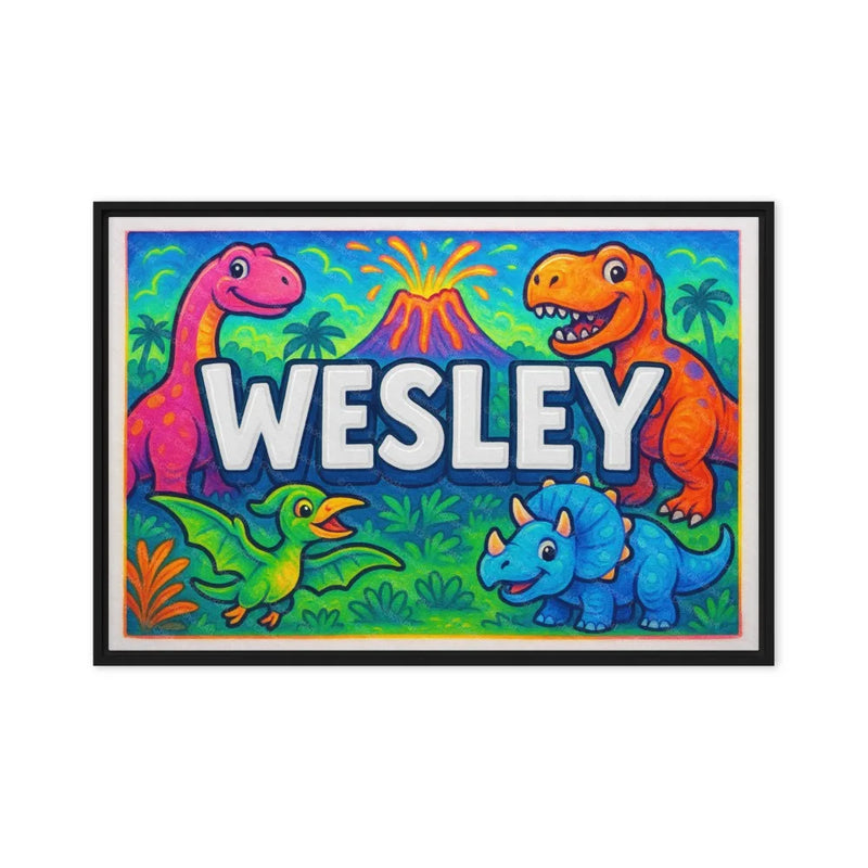 Wesley Name Art - Dinosaur Adventure personalized wall print for kids