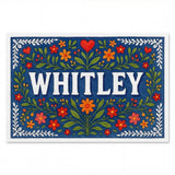 Whitley Name Art - Floral Farmhouse personalized wall print for kids