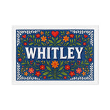 Whitley Name Art - Floral Farmhouse personalized wall print for kids