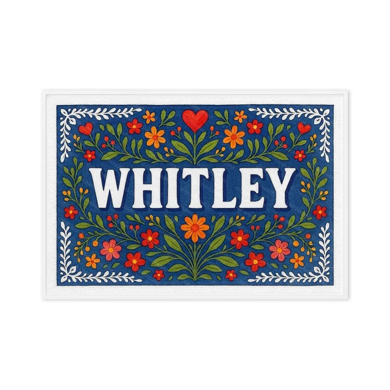 Whitley Name Art - Floral Farmhouse personalized wall print for kids