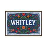 Whitley Name Art - Floral Farmhouse personalized wall print for kids