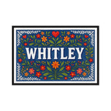 Whitley Name Art - Floral Farmhouse personalized wall print for kids