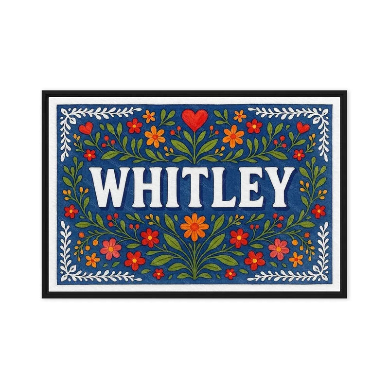 Whitley Name Art - Floral Farmhouse personalized wall print for kids