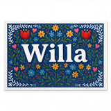 Willa Name Art - Floral Farmhouse personalized wall print for kids