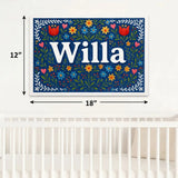 Willa Name Art - Floral Farmhouse personalized wall print for kids