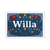 Willa Name Art - Floral Farmhouse personalized wall print for kids