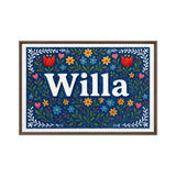 Willa Name Art - Floral Farmhouse personalized wall print for kids