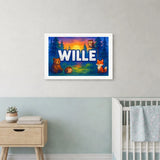 Wille Name Art - Forest Friends personalized wall print for kids