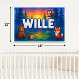 Wille Name Art - Forest Friends personalized wall print for kids