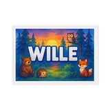 Wille Name Art - Forest Friends personalized wall print for kids