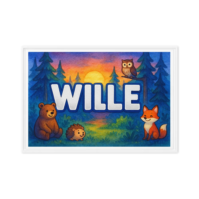 Wille Name Art - Forest Friends personalized wall print for kids