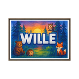 Wille Name Art - Forest Friends personalized wall print for kids