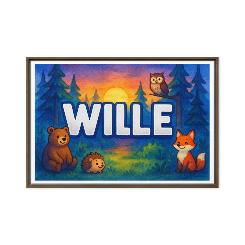 Wille Name Art - Forest Friends personalized wall print for kids
