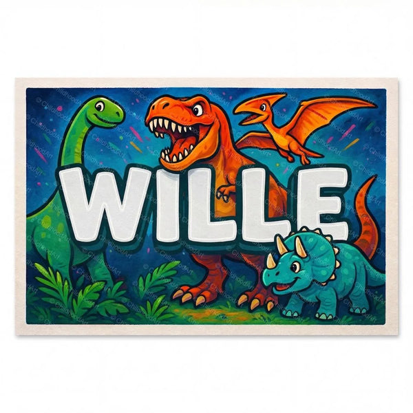 Wille Name Art - Dinosaur Adventure Personalized Wall Art