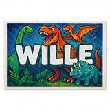 Wille Name Art - Dinosaur Adventure personalized wall print for kids