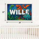 Wille Name Art - Dinosaur Adventure personalized wall print for kids