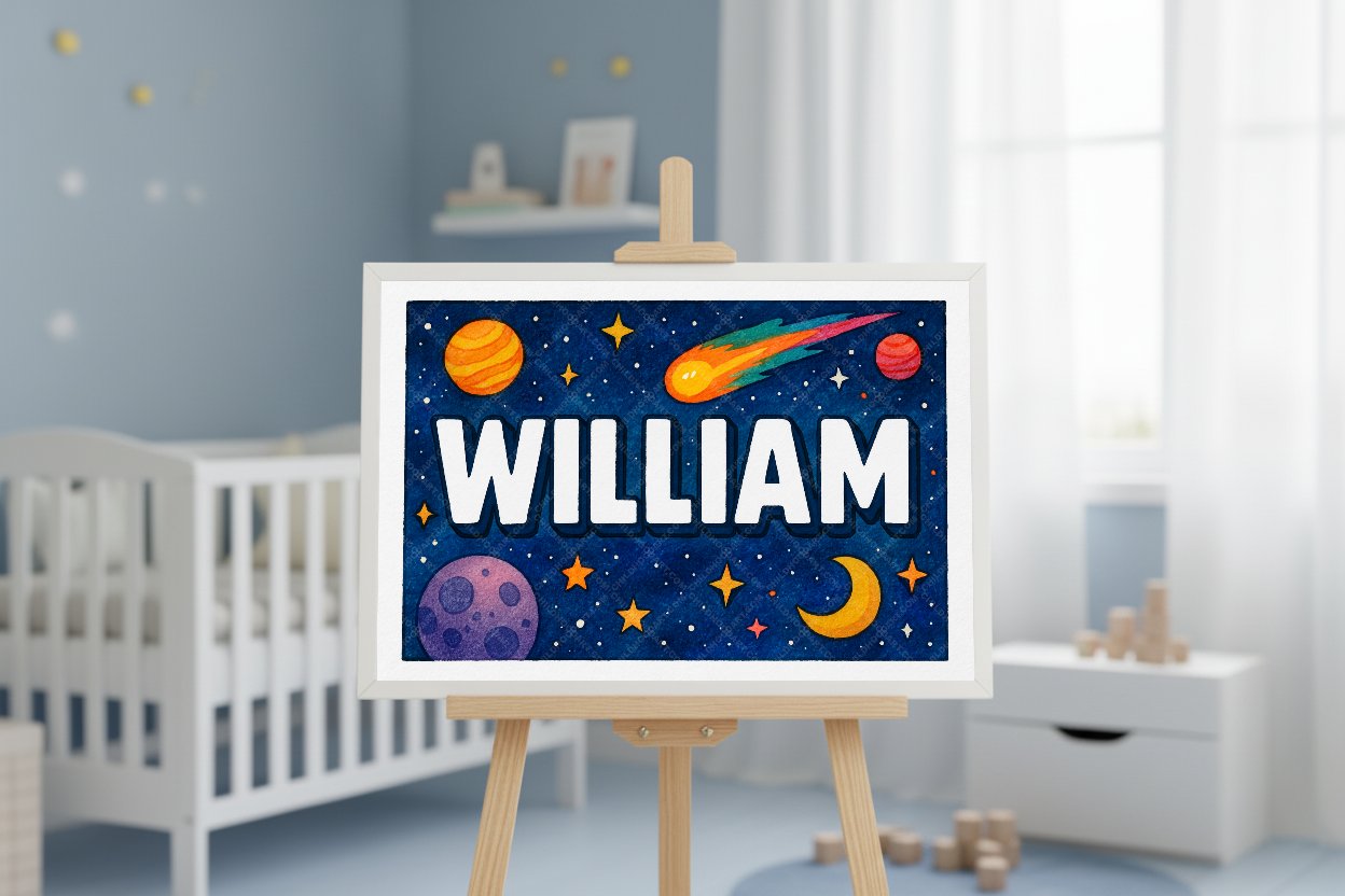 Personalized space name art for William