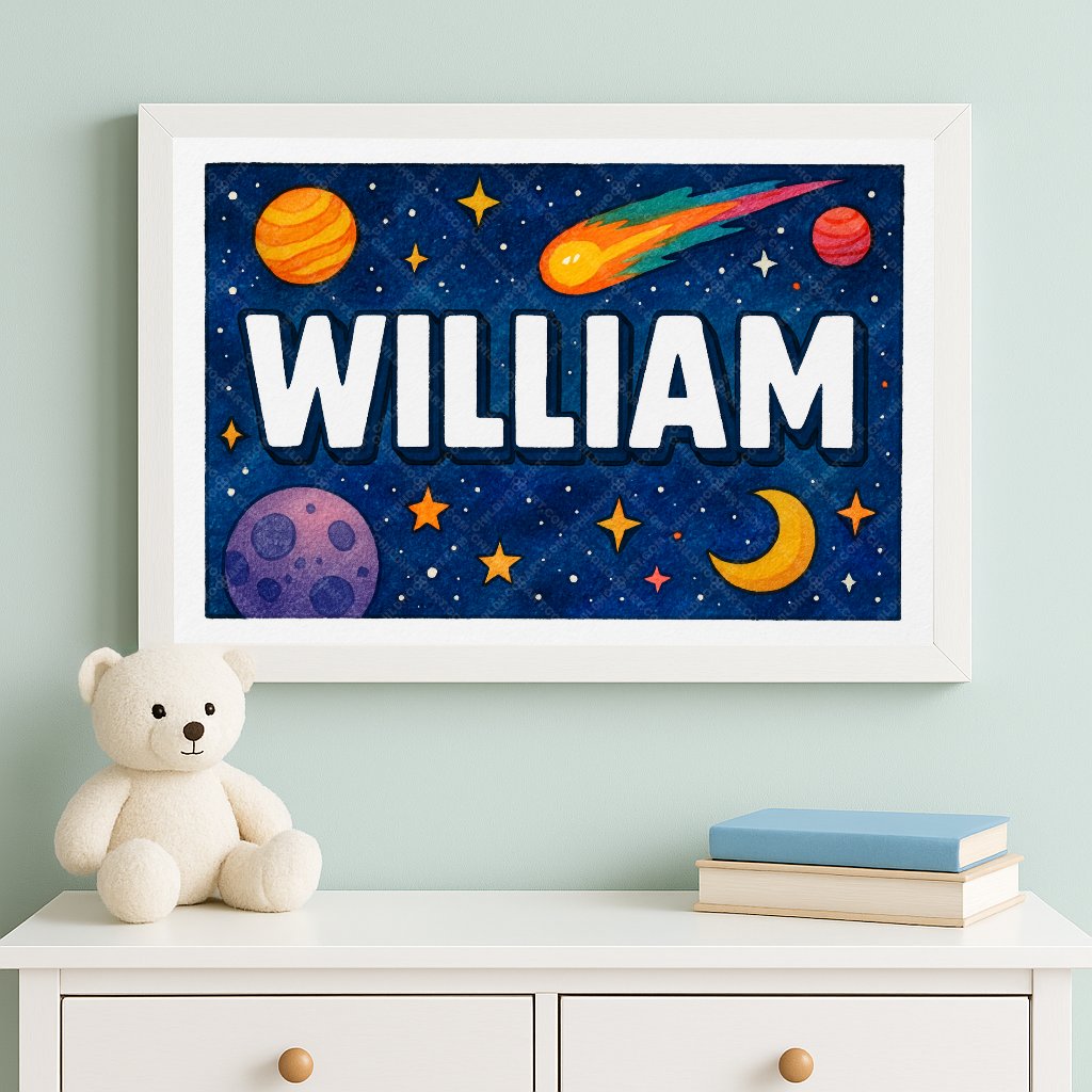 Personalized space name art for William
