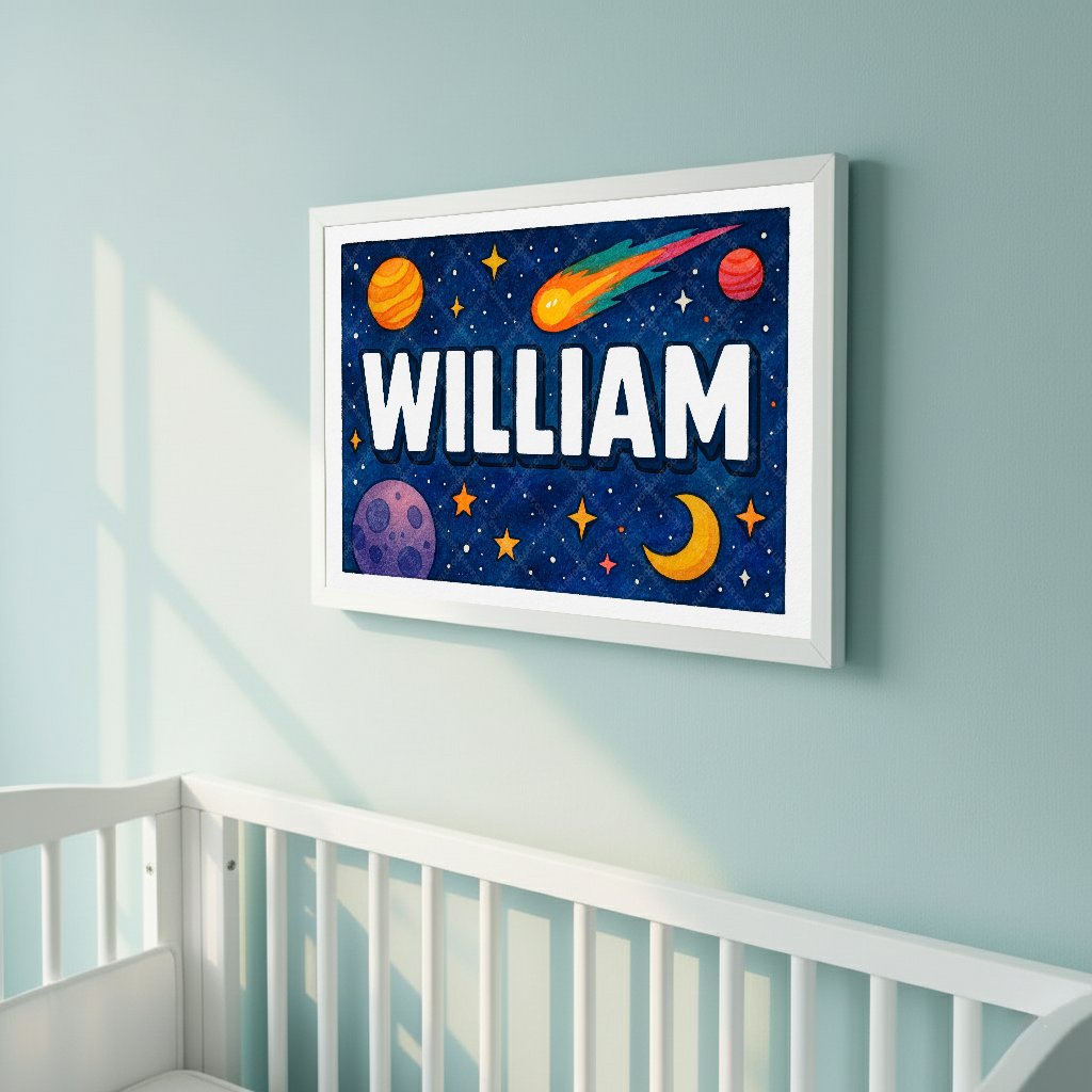 Personalized space name art for William