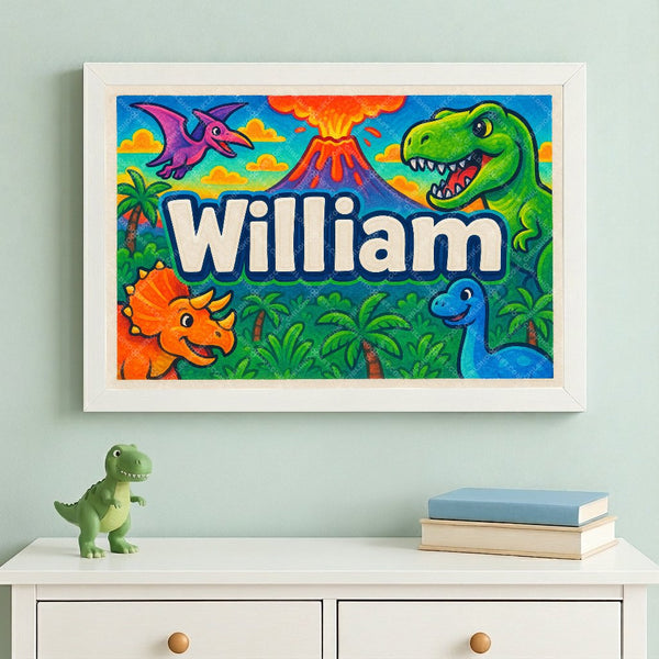 William’s Dinosaur Adventure Personalized Art