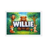 Willie Name Art - Forest Friends personalized wall print for kids