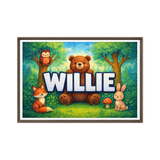 Willie Name Art - Forest Friends personalized wall print for kids