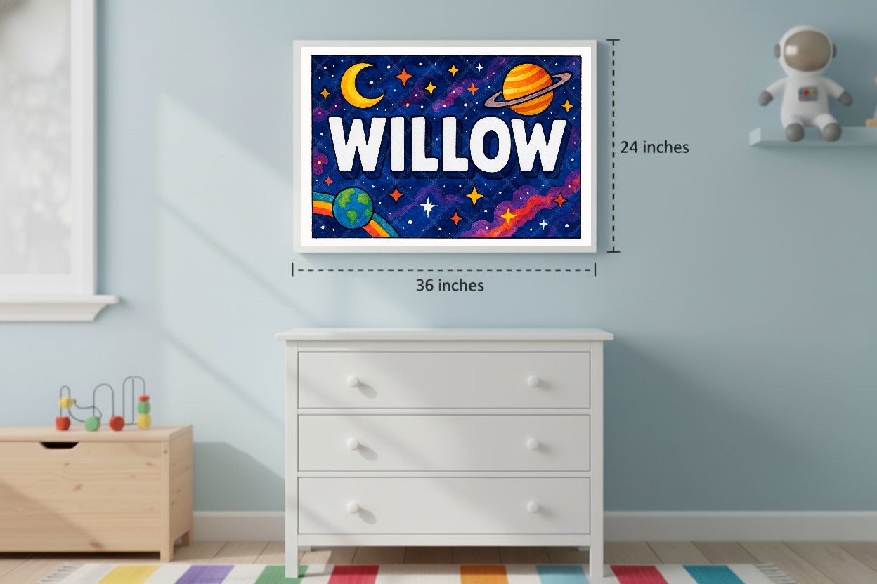 Personalized space name art for Willow