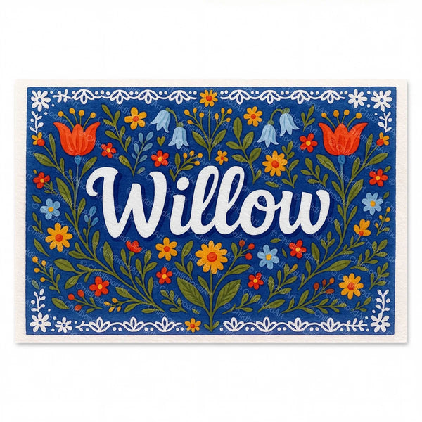 Willow Floral Farmhouse Name Art