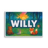 Willy Name Art - Forest Friends personalized wall print for kids