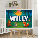 Willy Name Art - Forest Friends personalized wall print for kids