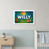 Willy Name Art - Forest Friends personalized wall print for kids