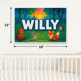 Willy Name Art - Forest Friends personalized wall print for kids