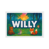 Willy Name Art - Forest Friends personalized wall print for kids