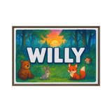 Willy Name Art - Forest Friends personalized wall print for kids
