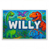 Willy Name Art - Dinosaur Adventure personalized wall print for kids