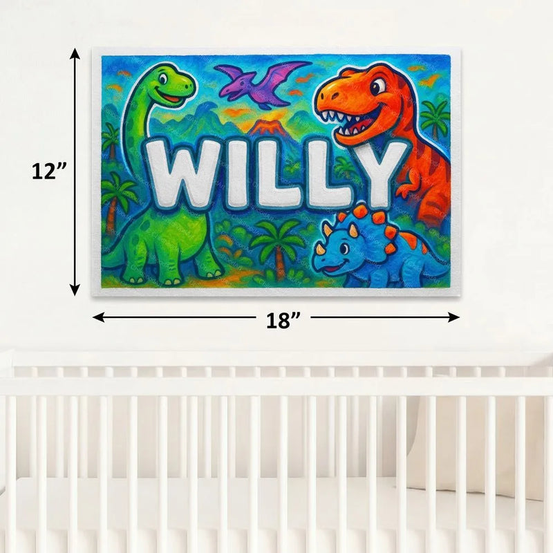 Willy Name Art - Dinosaur Adventure personalized wall print for kids
