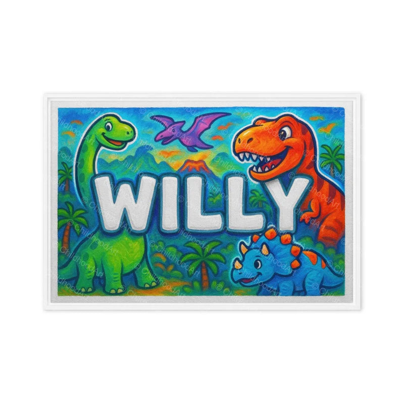 Willy Name Art - Dinosaur Adventure personalized wall print for kids