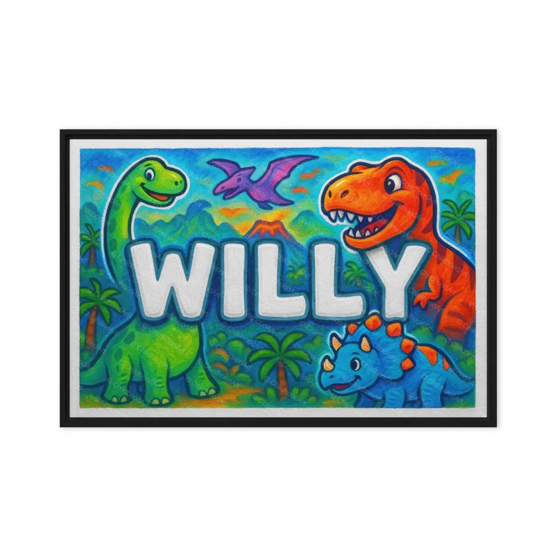 Willy Name Art - Dinosaur Adventure personalized wall print for kids