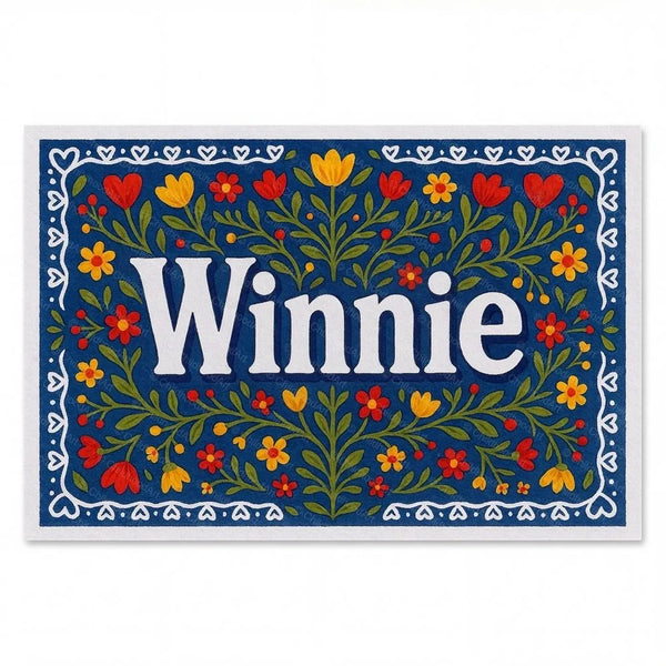 Personalized Winnie name art print in the Floral farmhouse style